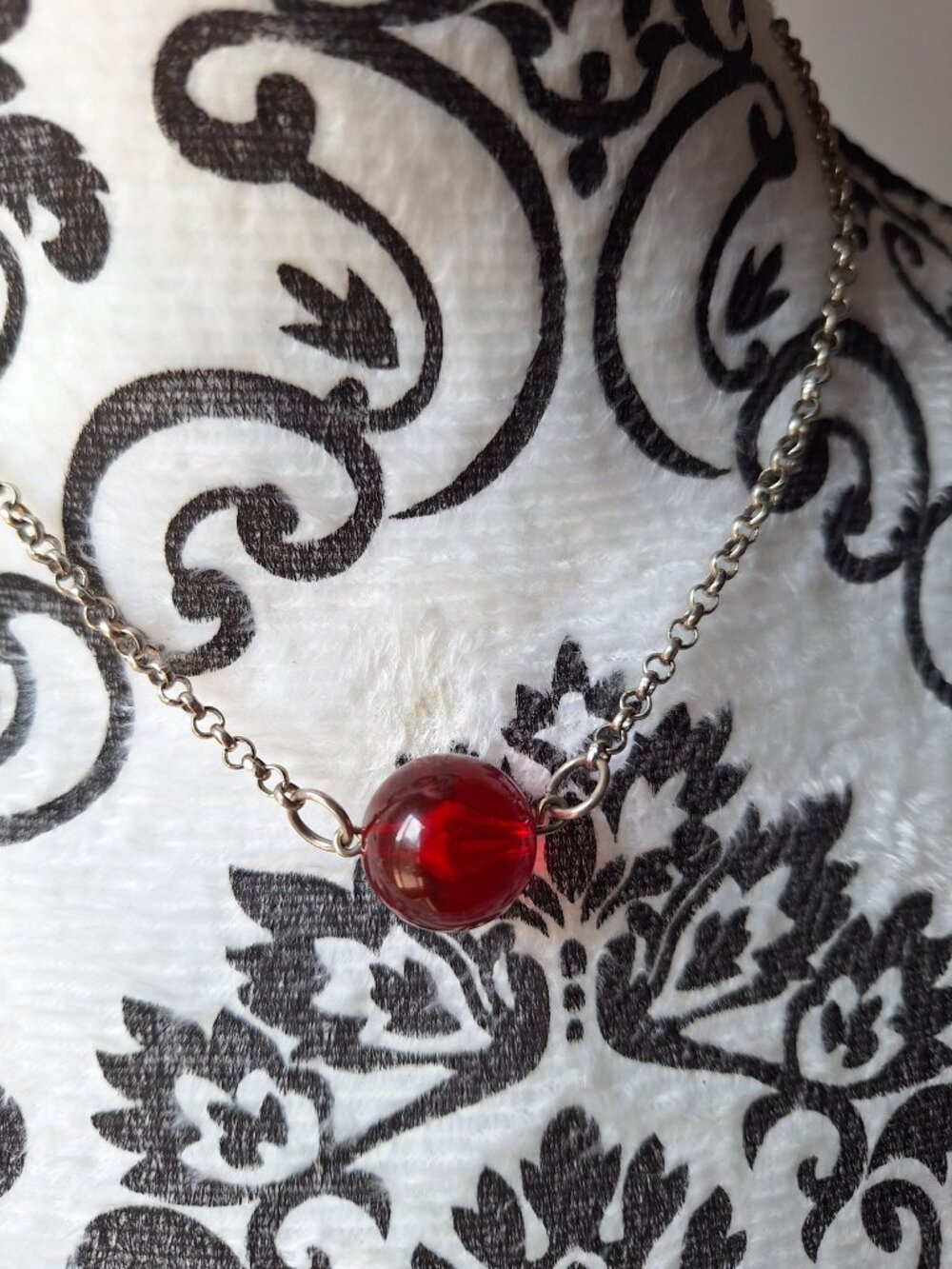 Red Plastic Bead Necklace Choker